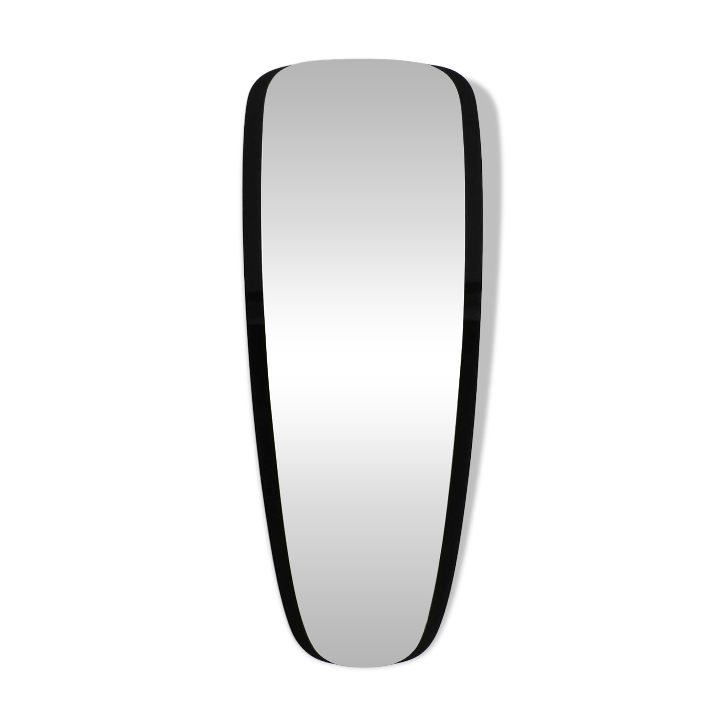 Large Mid Century wall mirror with extraordinary black glass frame