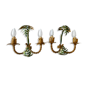 Paire d'appliques bambou