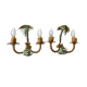 Pair of bamboo and palm sconces in metal 70s
