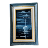 Sailboat painting on velvet