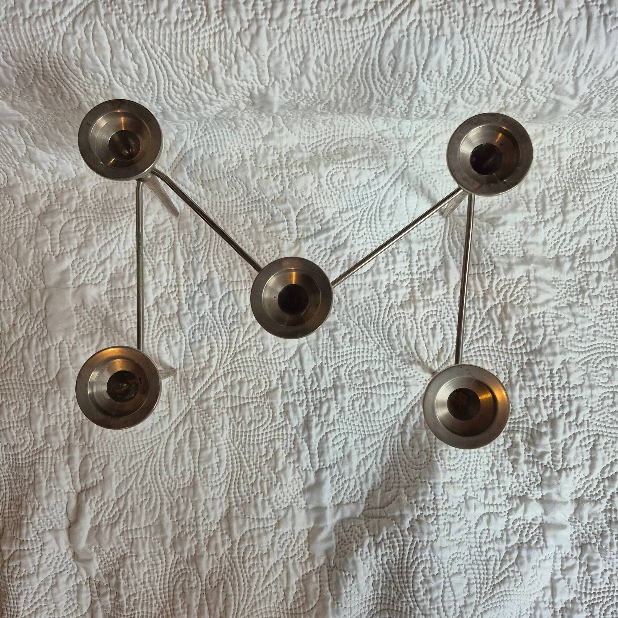 Chandelier articulé à 5 feux en métal finition argentée