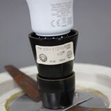 Czechoslovak midcentury ceramic table lamp with opaline glass, 1960s