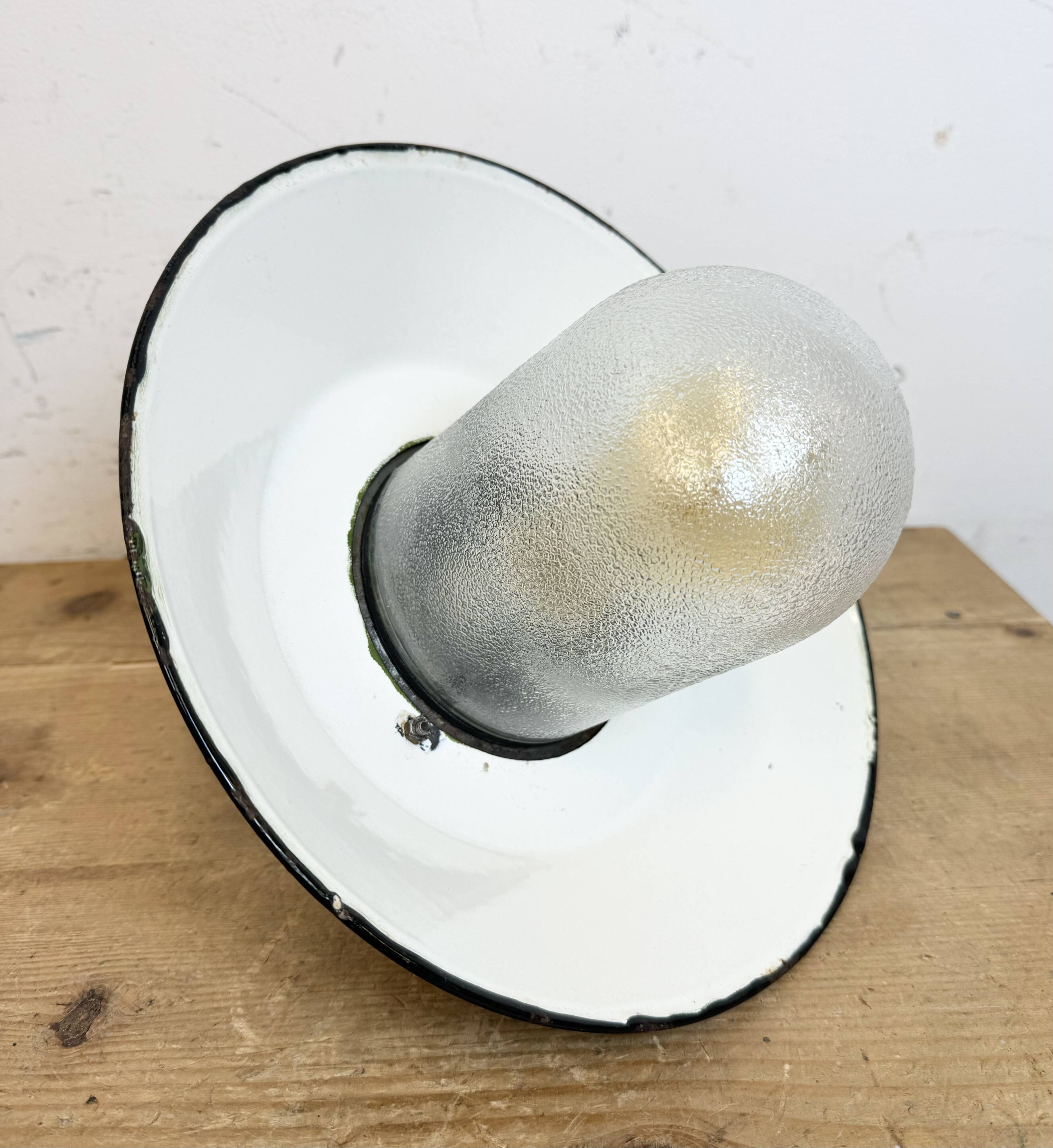 Green Enamel and Cast Iron Industrial Pendant Light, 1960s