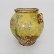 Magnificent glazed yellow confit pot, south-west of France. 19th century.