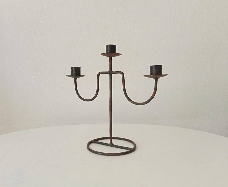 Vintage brutalist chandelier in wrought iron
