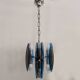 1970s Gorgeous Blue and Smoked Glass Pendant Lamp by Veca. Made in Italy