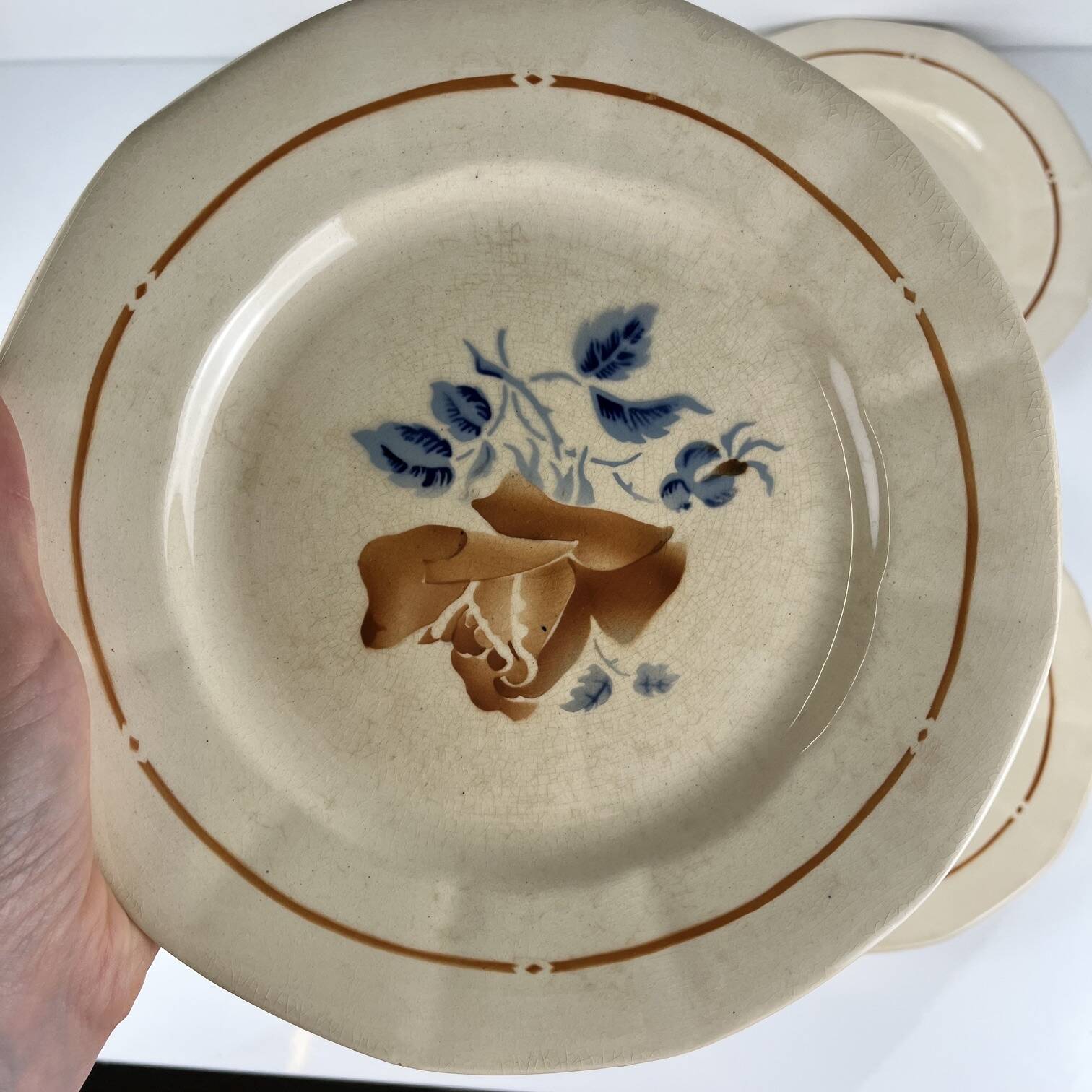 Set of 4 dessert plates Sarreguemines flower pattern, first half of the