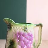 Barbotine pitcher from the 20s/30s with vine and grape decoration, Saint-Clément earthenware factory