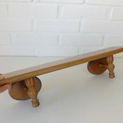 Large vintage wooden bathroom set / mirror with shelf / towel rack
