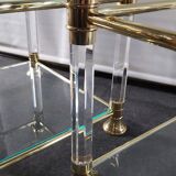 Pair of tables in brass, acrylic and glass
