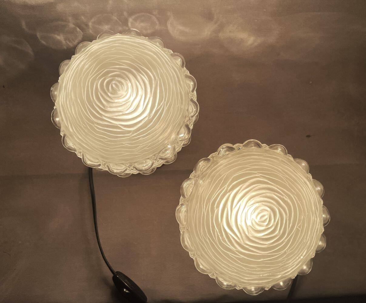 Pair Portuguese mid century wooden  table lamps