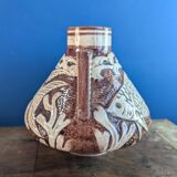 Vase poissons marron ancien années 1940 numéroté 63 18cm