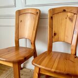 Set of 4 solid pine chairs in chalet style
