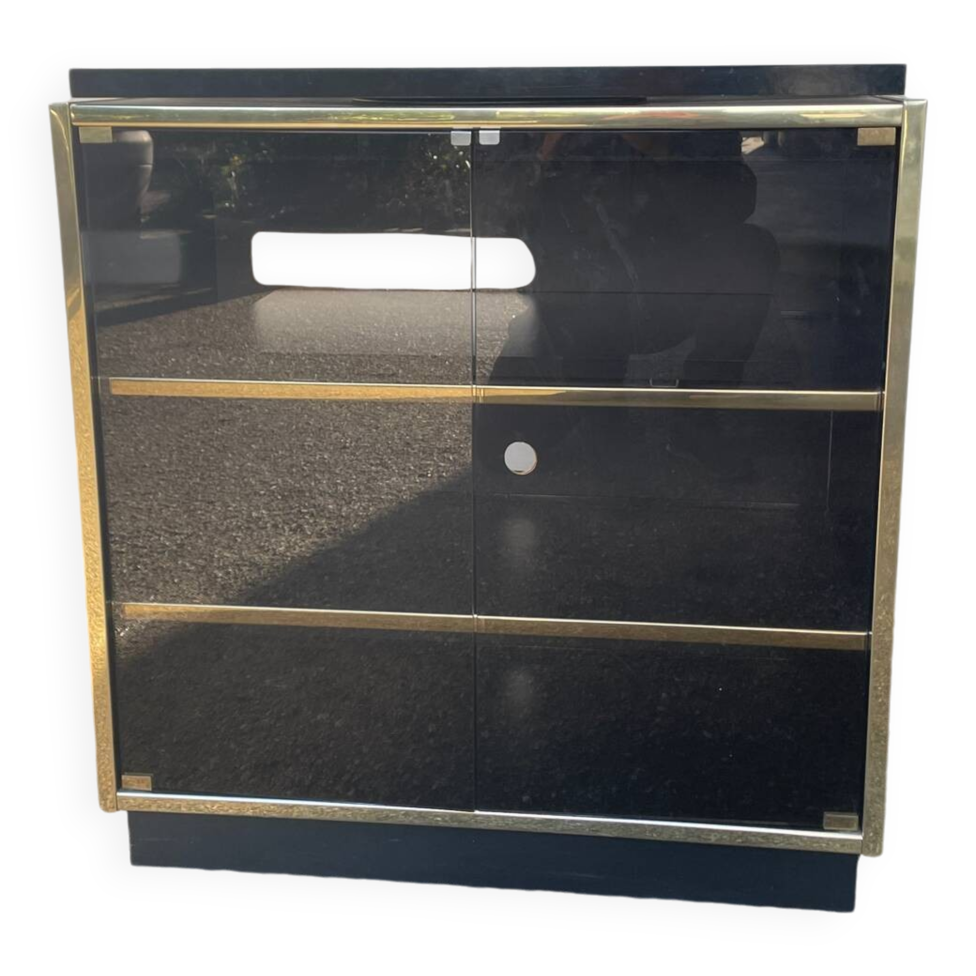 Vintage black and gold TV cabinet from the 70s/80s