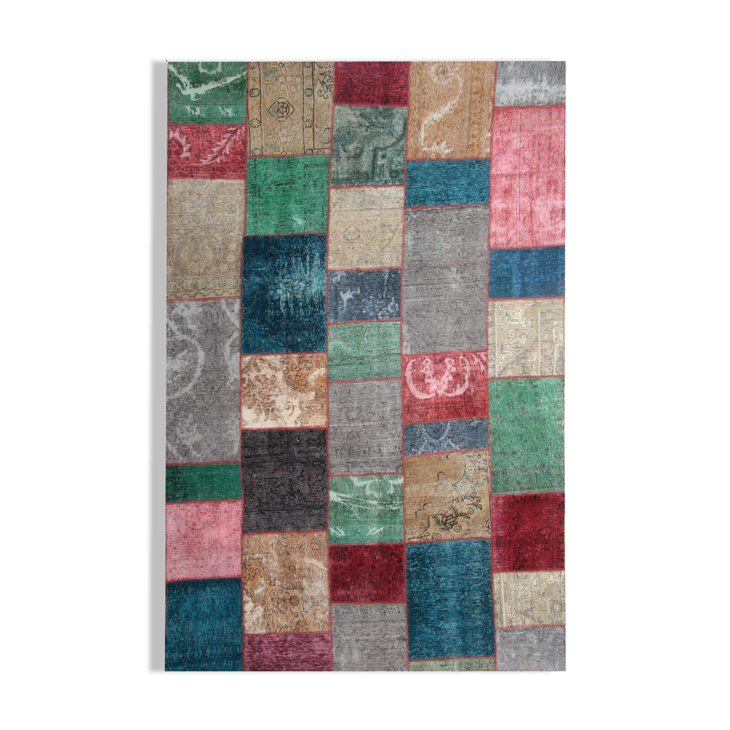 Bold patchwork area rug handwoven oriental wool carpet- 200x300cm