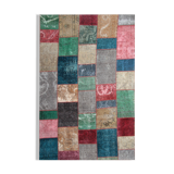 Bold patchwork area rug handwoven oriental wool carpet- 200x300cm