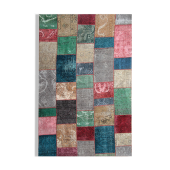 Bold patchwork area rug handwoven oriental wool carpet- 200x300cm