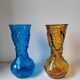 Duo of blue and amber Italian vases
