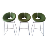 Artifort Tabouret chromé et tissu vert par Patrick Norguet