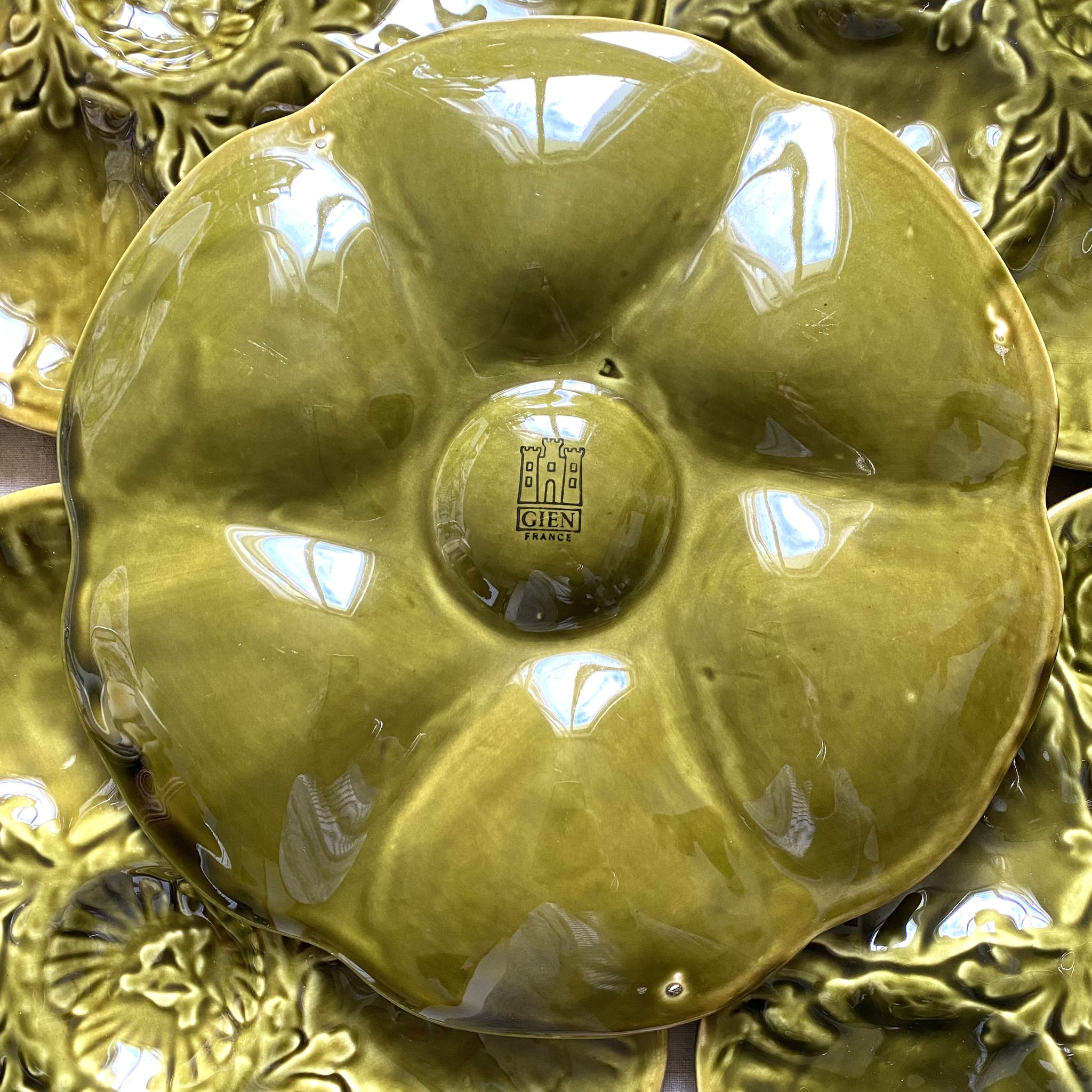 Vintage ceramic oyster plates from Gien