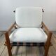Vintage Lounge Armchair Solid Pine 1970 Boucle Fabric Ecru