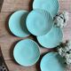 Set of 6 vintage art deco mint and gold desseet plates