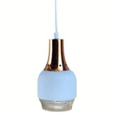 Vintage space age copper and opaline hanging lamp