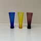 Set of three vintage coloured glasses from the 70s.
