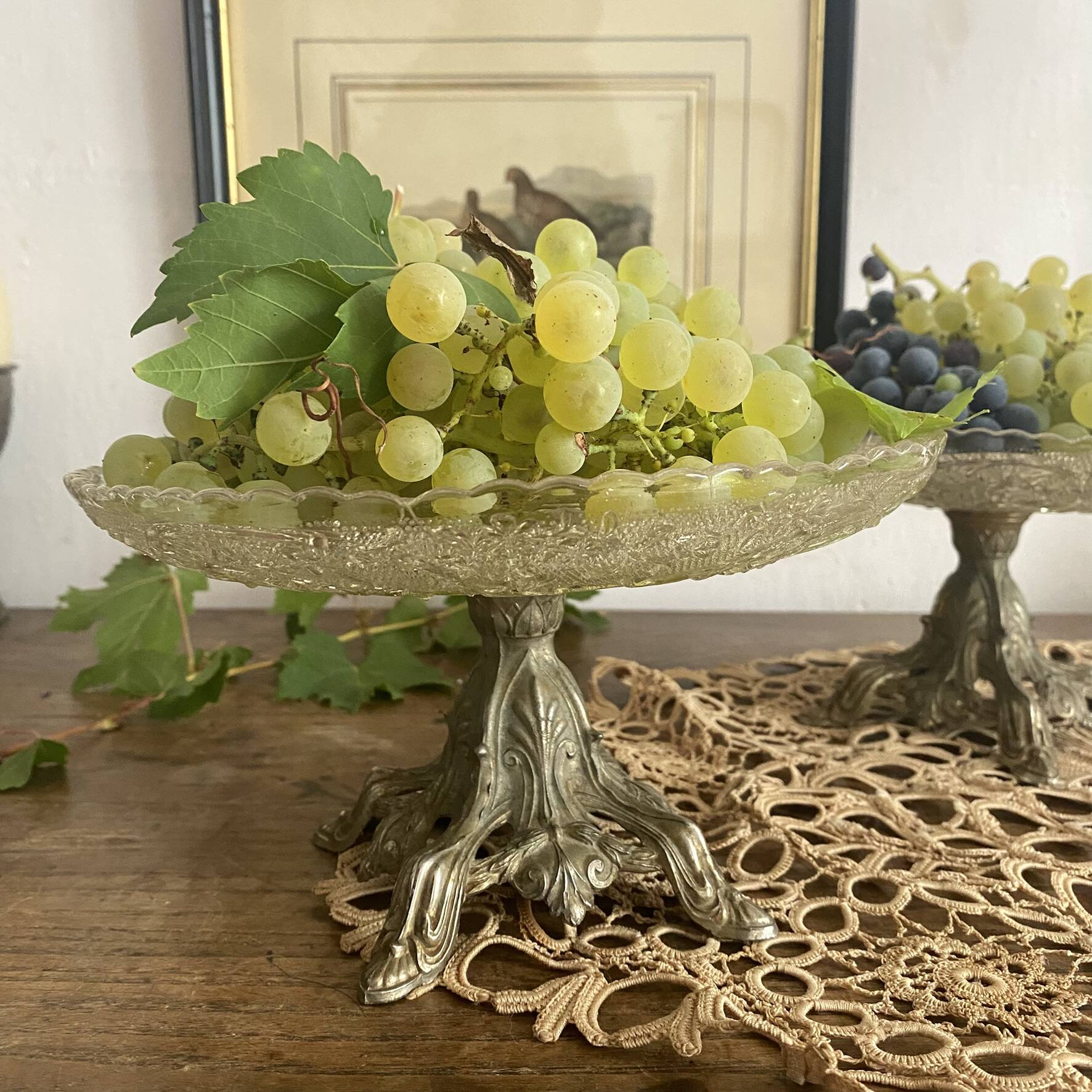 Antique footed bowls, early 20th century compotiers.