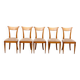 5 chaises Louis XVI bois massif et daim beige carrelé