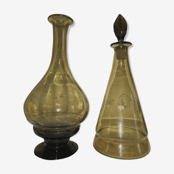 Duo bottle art deco in smoked glass