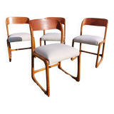 Set of 4 Baumann sled chairs with restored seats