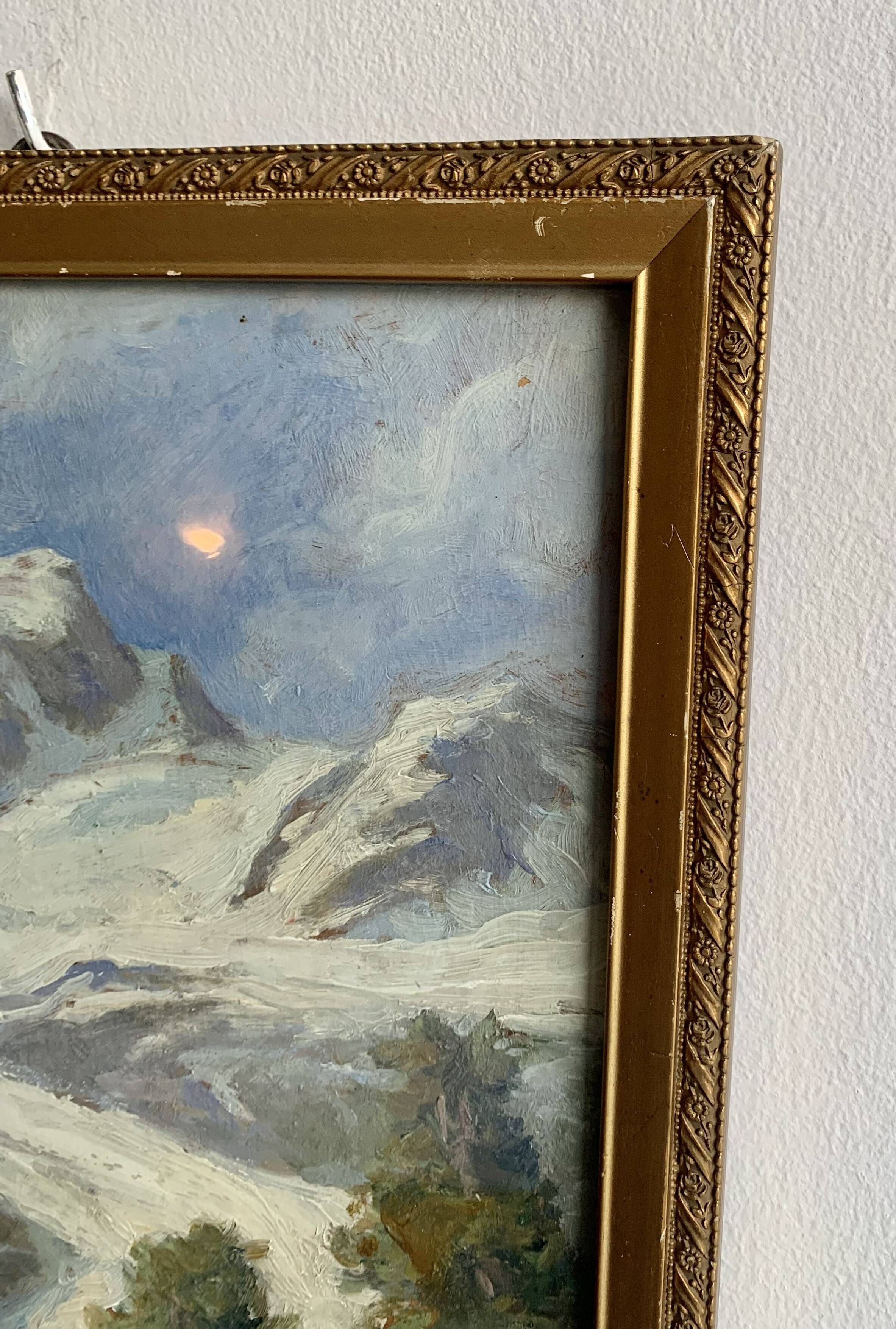 Original Oil Painting – Alpine Landscape, 1908