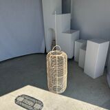 Large lantern-shaped rattan pendant lamp H50 D24