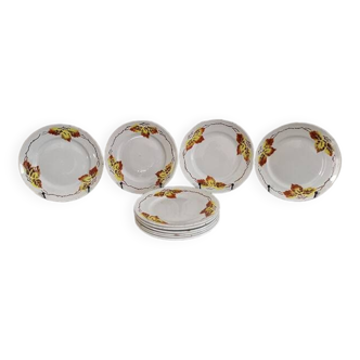 Set of 10 bohemian dessert plates Orchies Moulin des Loups