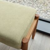 Set of Scandinavian Lounge Chair and footrest Olive corduroy Classic Design