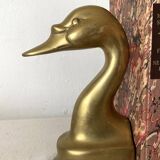 Pair of brass swan bookends