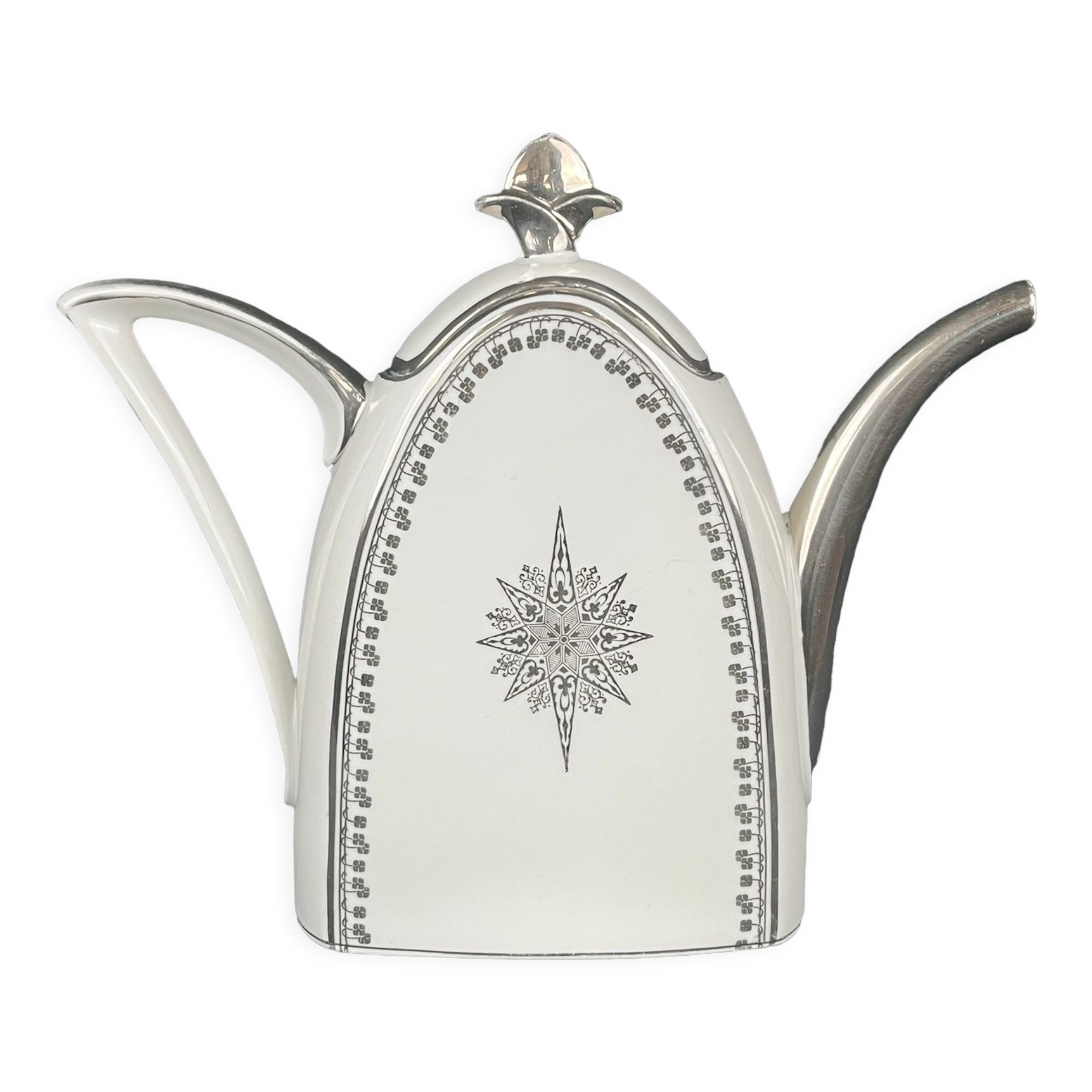 Art Deco coffee maker porcelain Limoges silver decoration around 1930