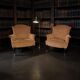 Set of 2 vintage salmon pink armchairs / club chairs