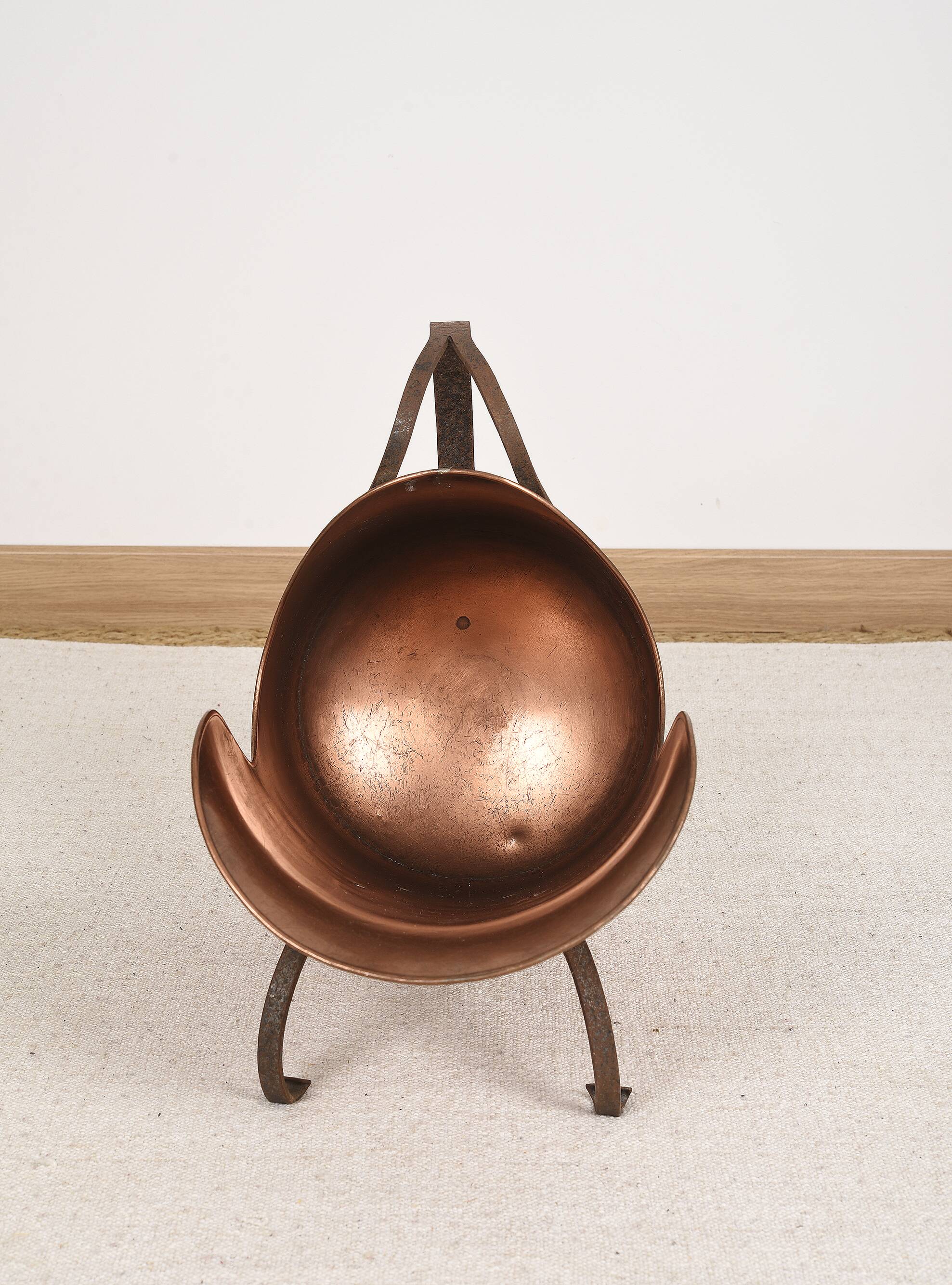 Antique copper bucket or log holder.