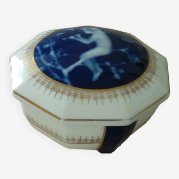 Limoges porcelain sugar box chérubin flute player