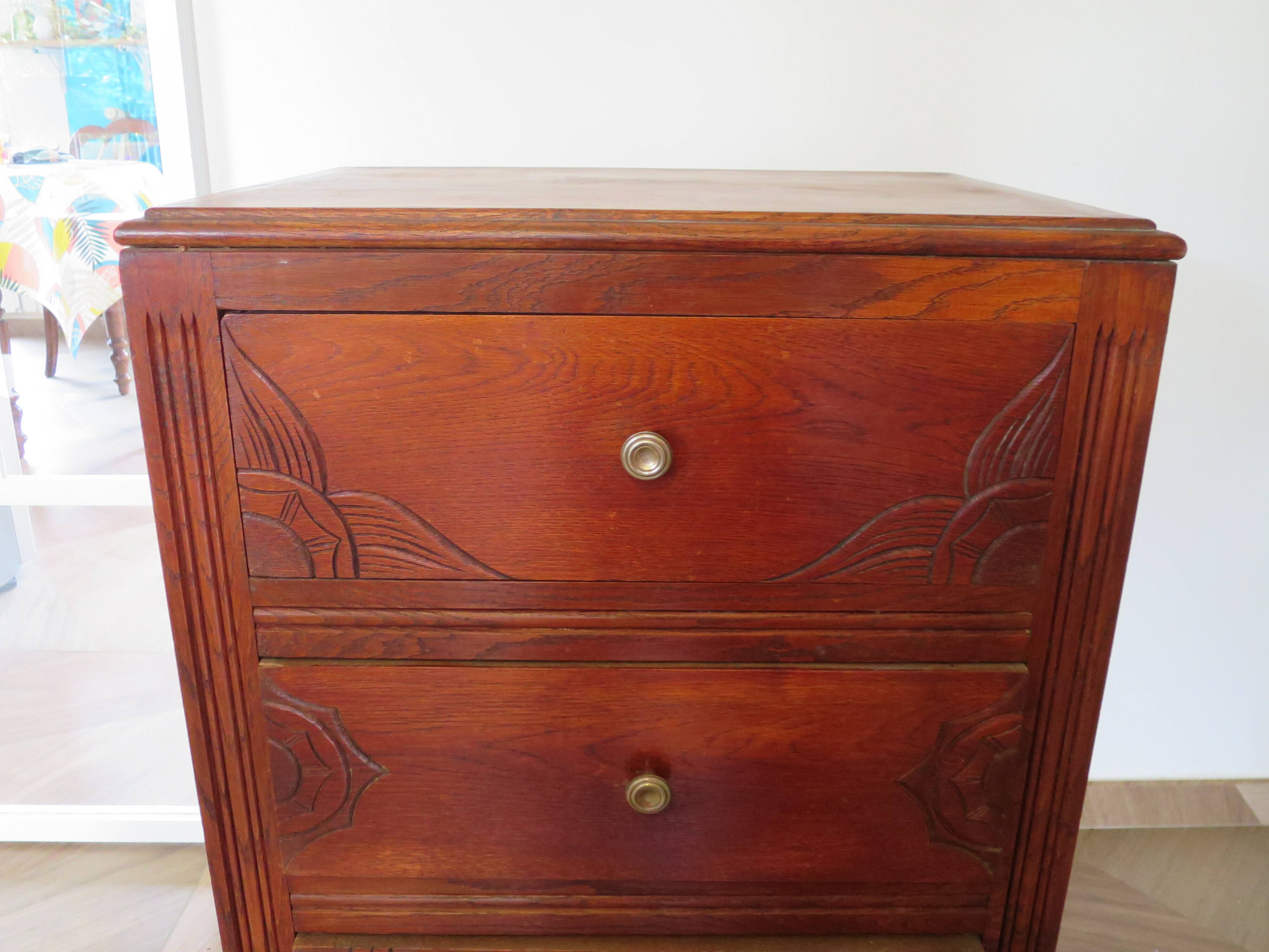 Vintage - Belle commode Art déco -3 tiroirs - Années 40