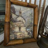 Watercolour "mountain chapel" in an old frame
