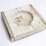 Travertine and brass ashtray