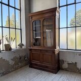 Old XL Napoleonic oak glass bookcase, 19th century