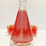 Set red liquor 1 carafe + 8 glasses Bvb France -retro cuisine vintagz