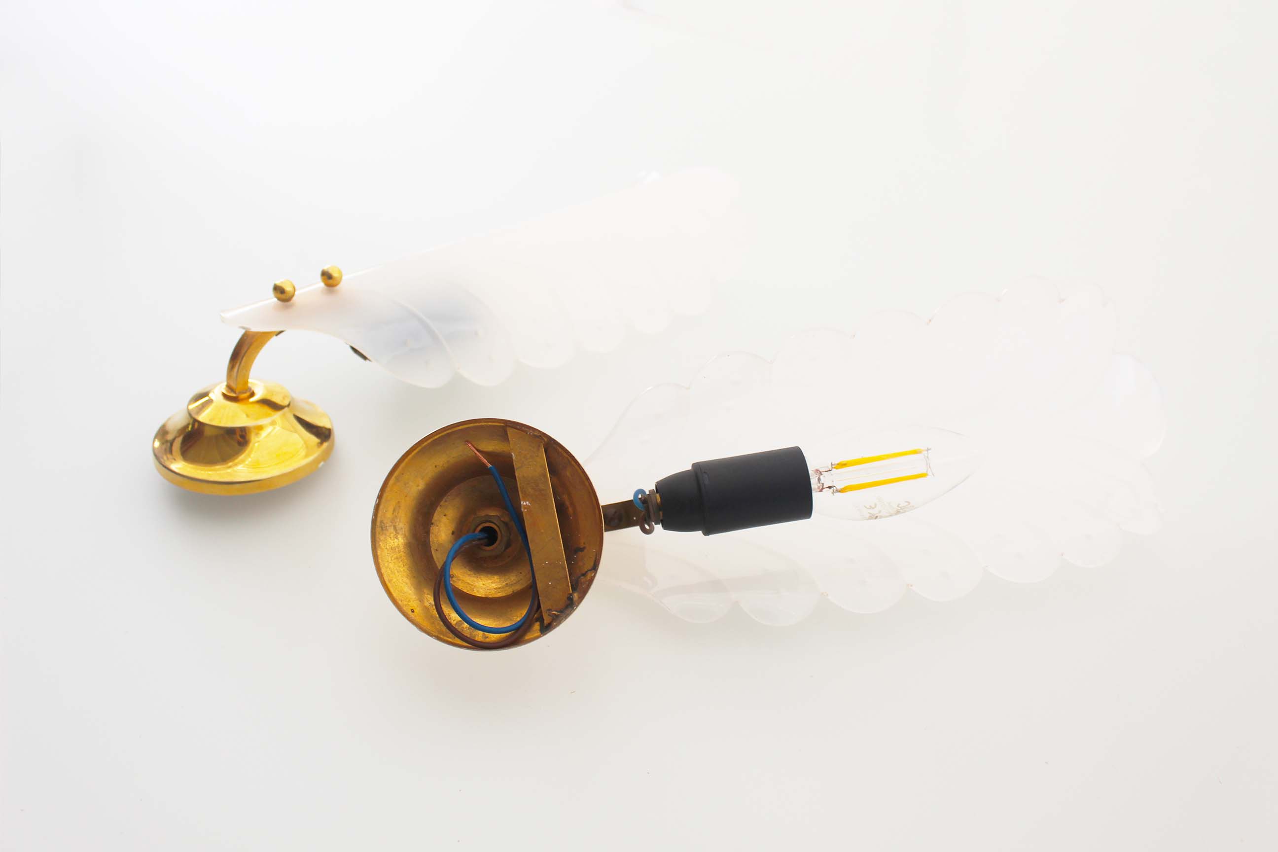 Set of 1950's French Lucite Shell sconces