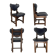 Ensemble de 4 chaises de salle à manger brutalistes en chêne et cuir, années 1960