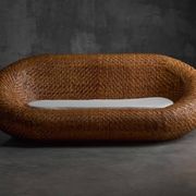 Canapé en osier tressé, style milieu du XXe siècle, France, années 1970