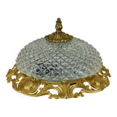 Plafonnier bronze et verre diamant.